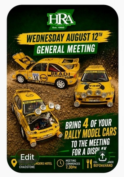 Special model car display at the August meeting